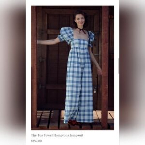 Selkie Blue and White Checkered Wide Leg Jumpsuit